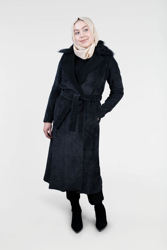 Nadine Fur Collar Modest Coat