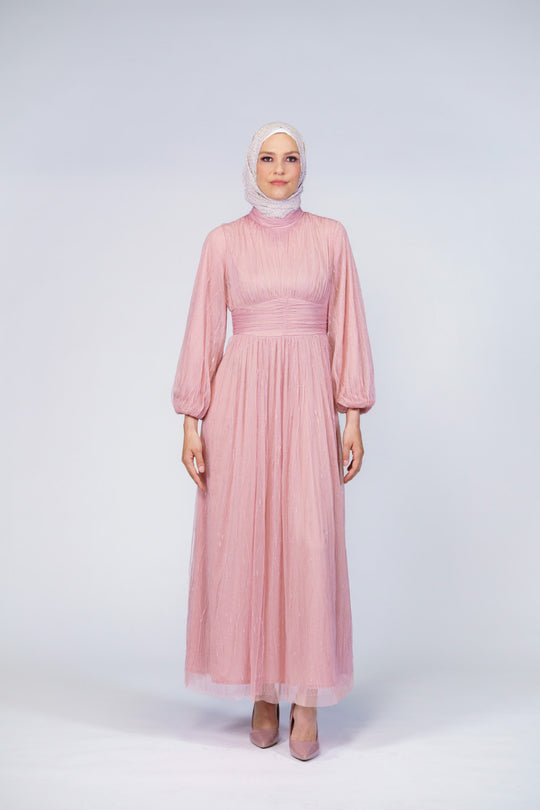 Tulle Modest Maxi Dress | Pink