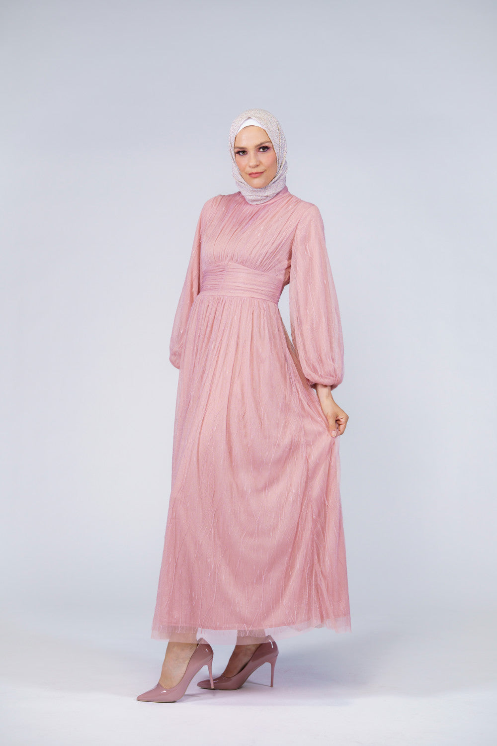 Tulle Modest Maxi Dress | Pink