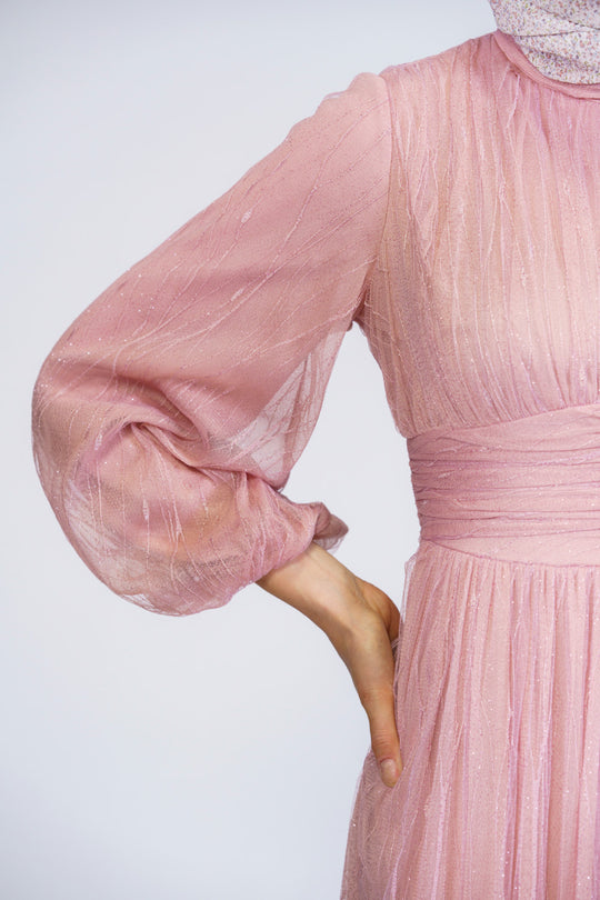 Tulle Modest Maxi Dress | Pink