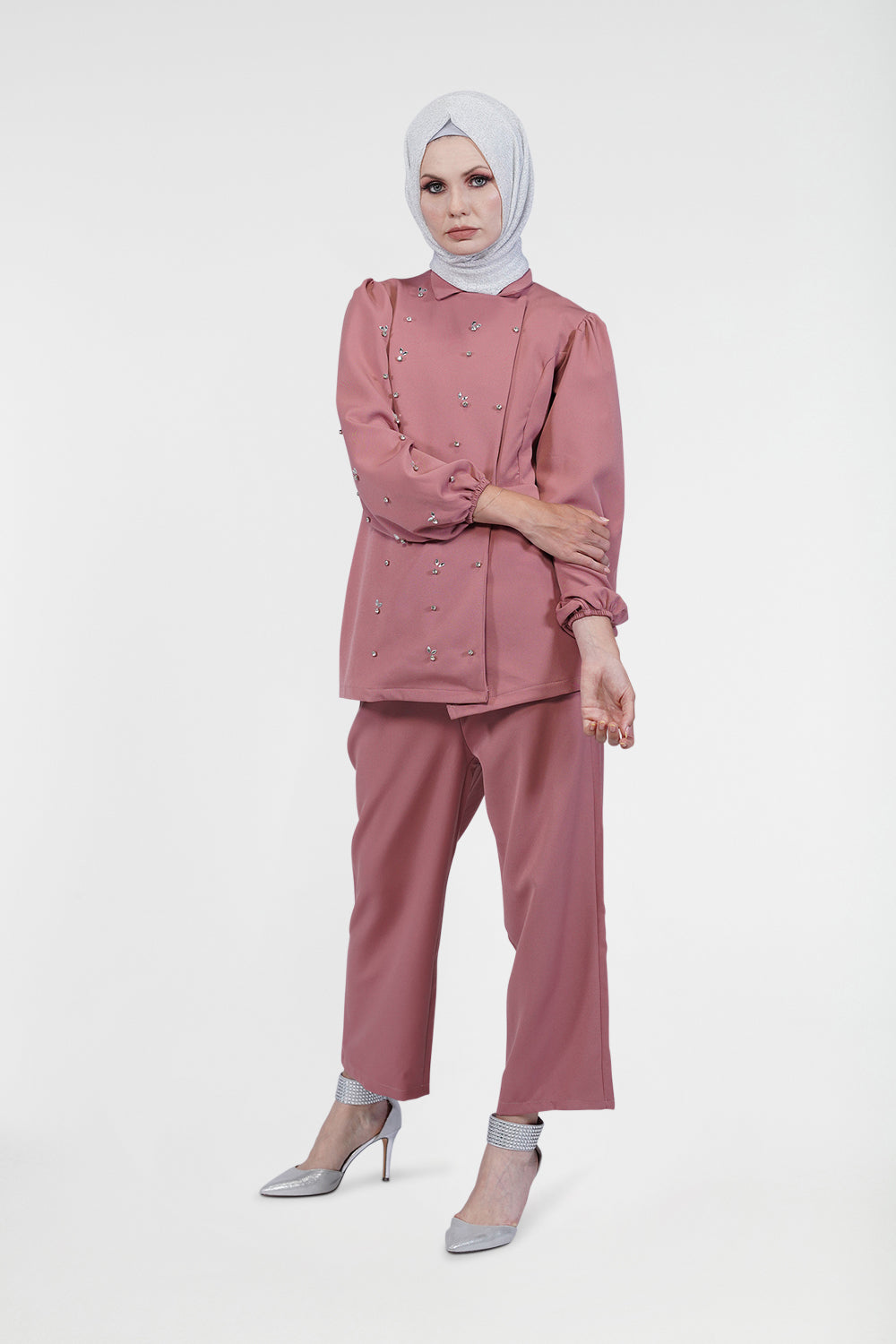 Double Breasted Relaxed Modest Pant Set | Dana Fashion