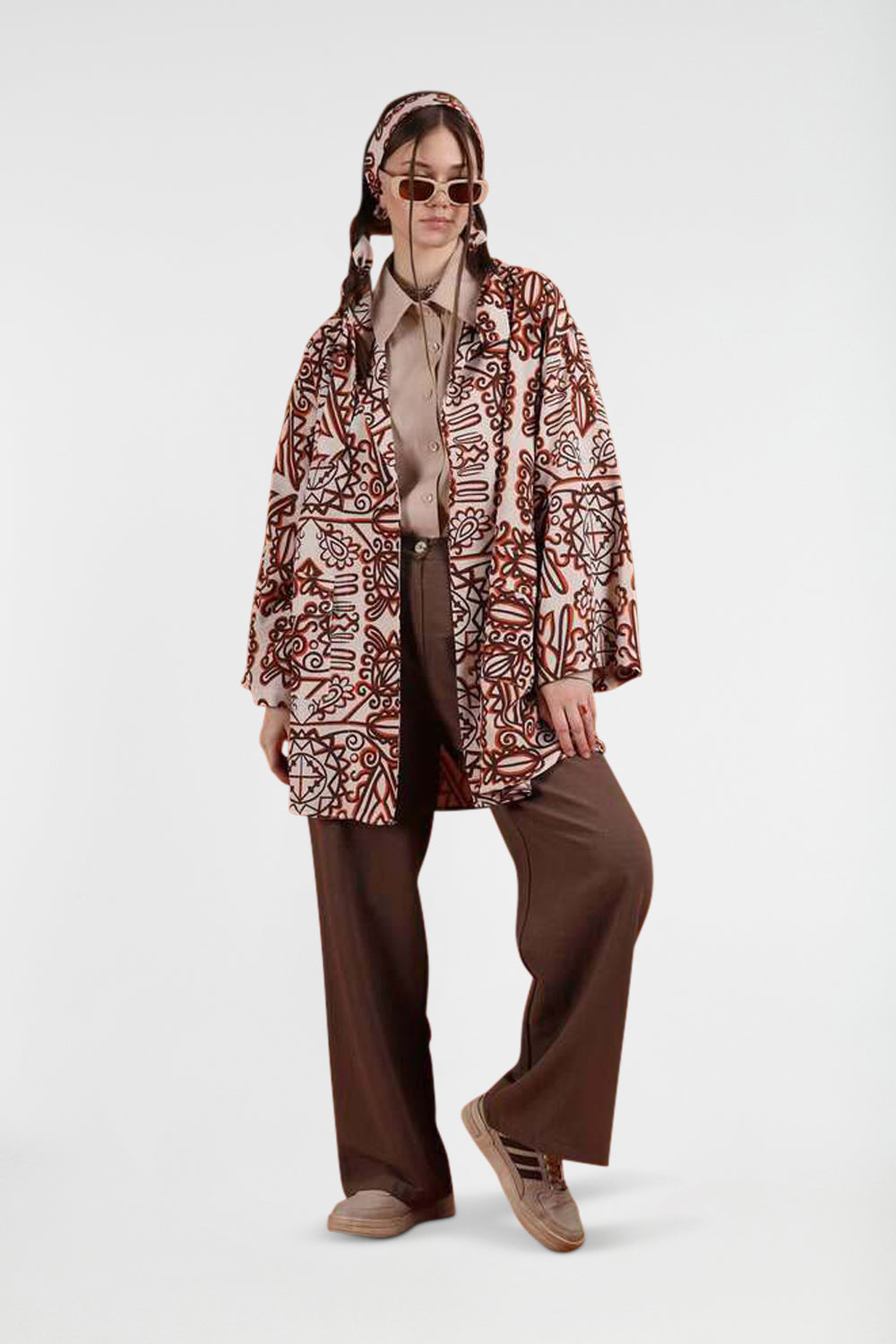 Printed Kimono Modest Pant Set | Dana Fashion