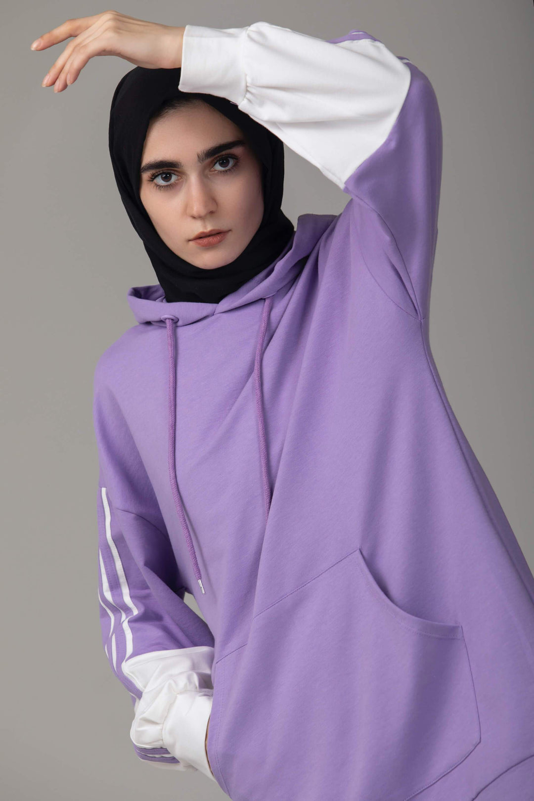 ‘Lina’ Striped Hoodie | Purple Top Dana Fashion 