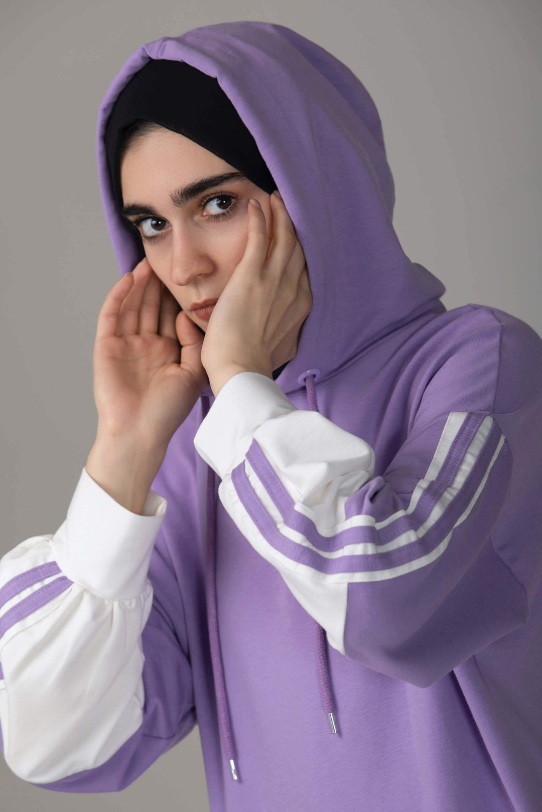 ‘Lina’ Striped Hoodie | Purple Top Dana Fashion 