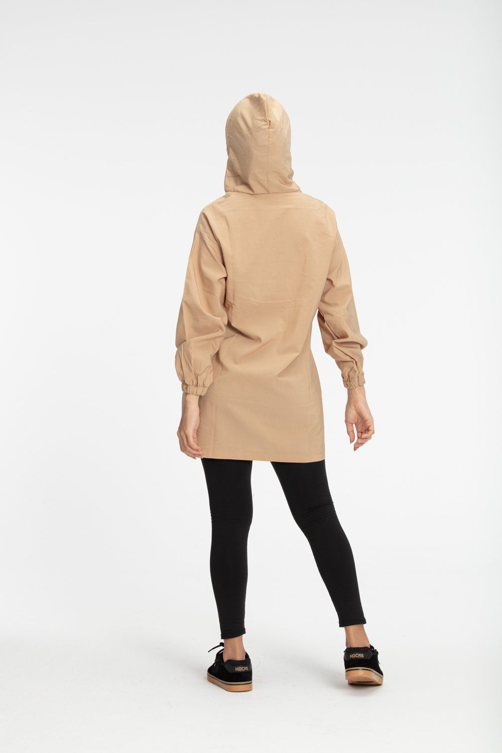 ‘MAHNOOR’ Hooded Half Zip | Beige Top Dana Fashion 