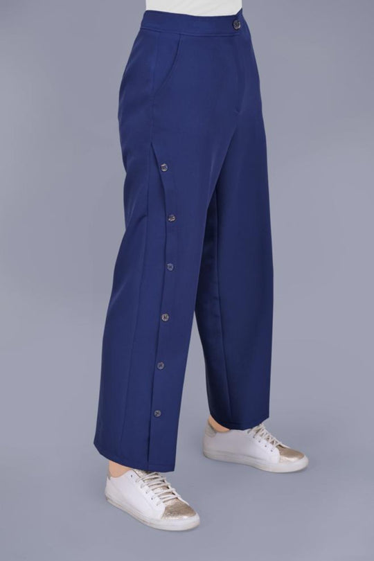 ‘MAYBELLA’ Buttoned Flowy Pants| Navy Pants Dana Fashion 