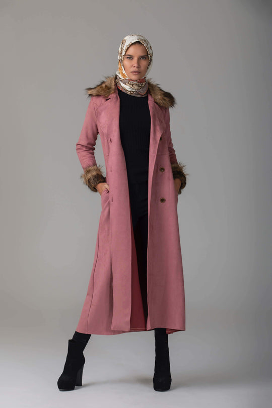 ’Naayla’ Faux Fur Coat | Pink Coat Dana Fashion 38 