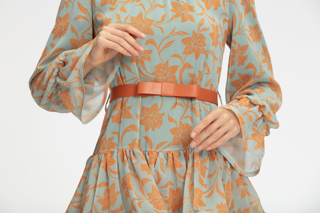 ‘NAYMA’ Floral Dress | Orange Dress Dana Fashion 