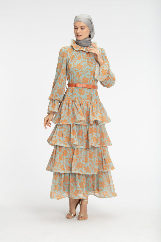 ‘NAYMA’ Floral Dress | Orange Dress Dana Fashion 