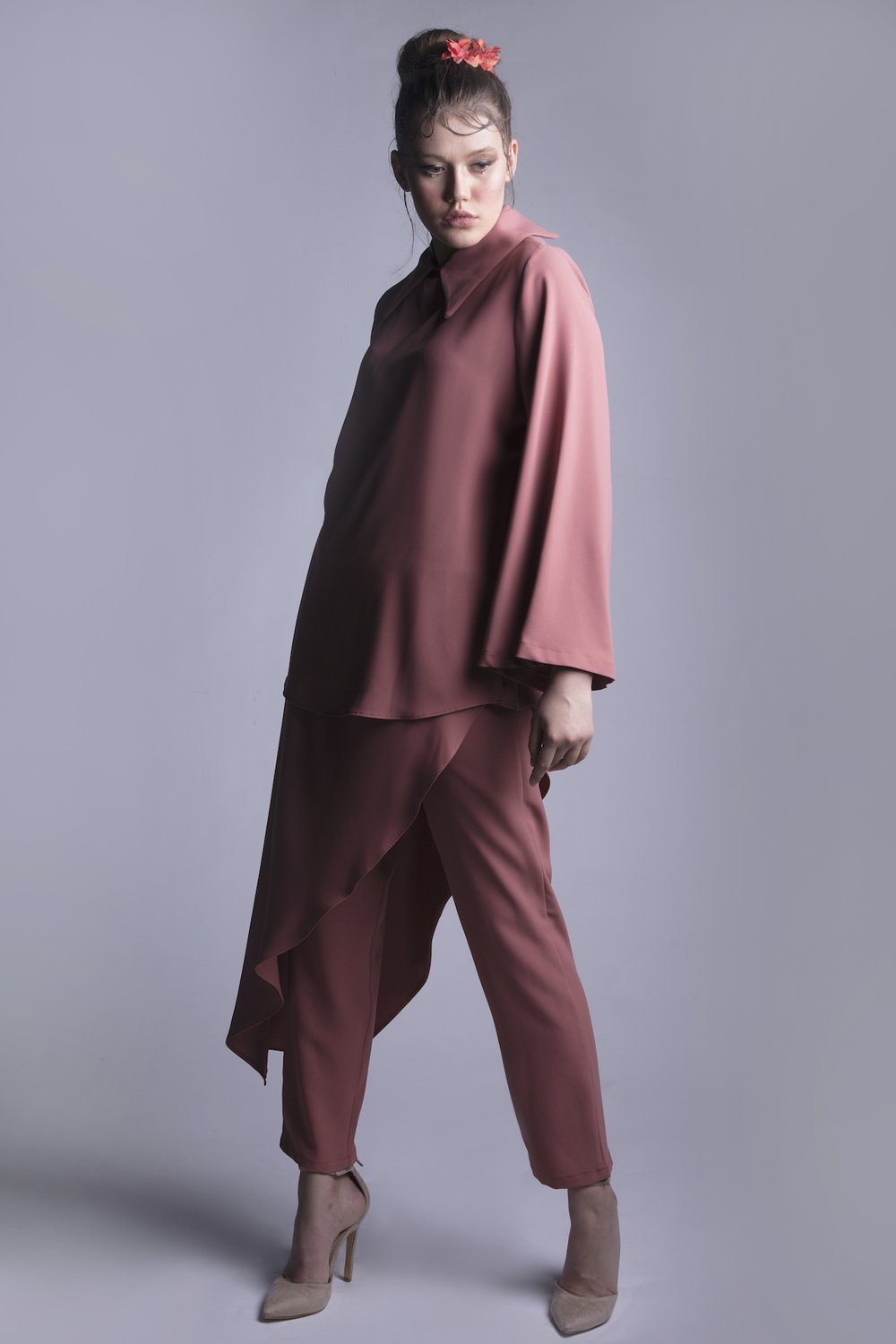 Premium Lapel Collar top and Split Thigh Skirt Set - 2 pieces Two-piece sets Dana Fashion 