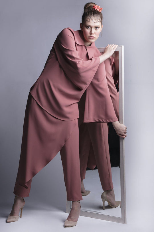Premium Lapel Collar top and Split Thigh Skirt Set - 2 pieces Two-piece sets Dana Fashion 